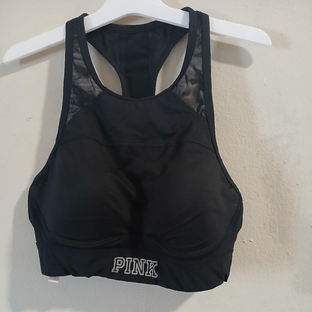 PINK Victoria's Secret Black Sports Bra Sz L/G